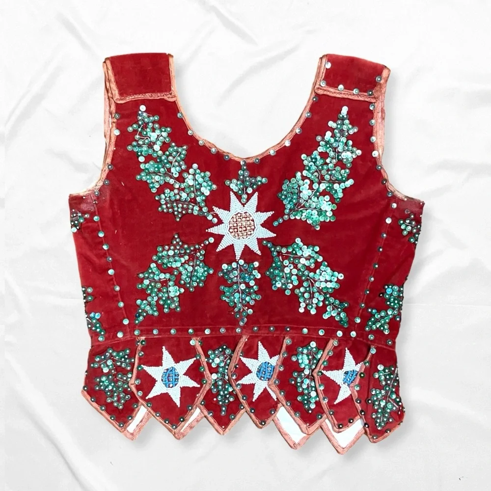 Vintage Handmade Beaded Corset Vest - Picture 2 of 15